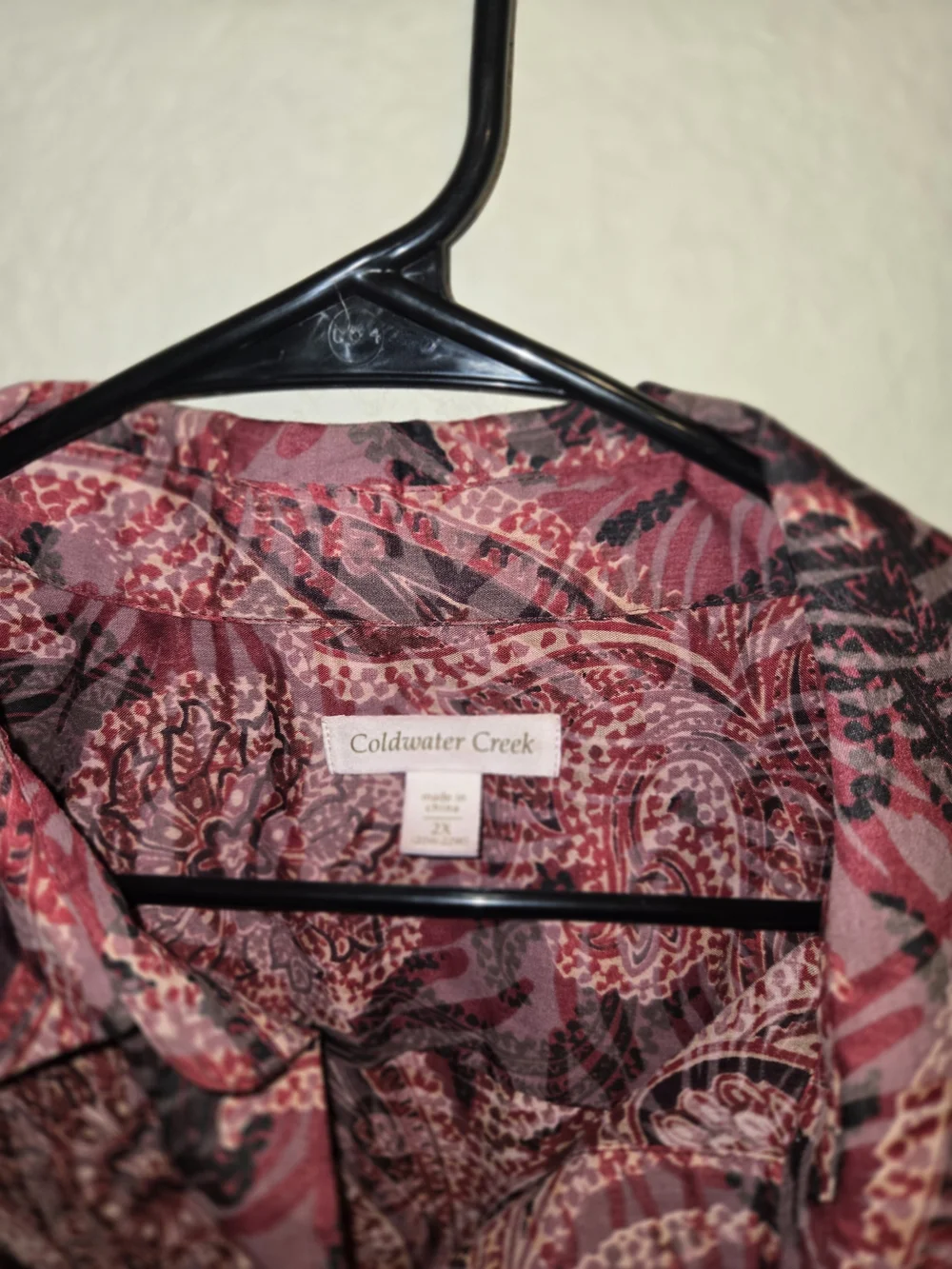 Coldwater Creek Men's Long-Sleeve Paisley Button-Up Shirt - Burgundy